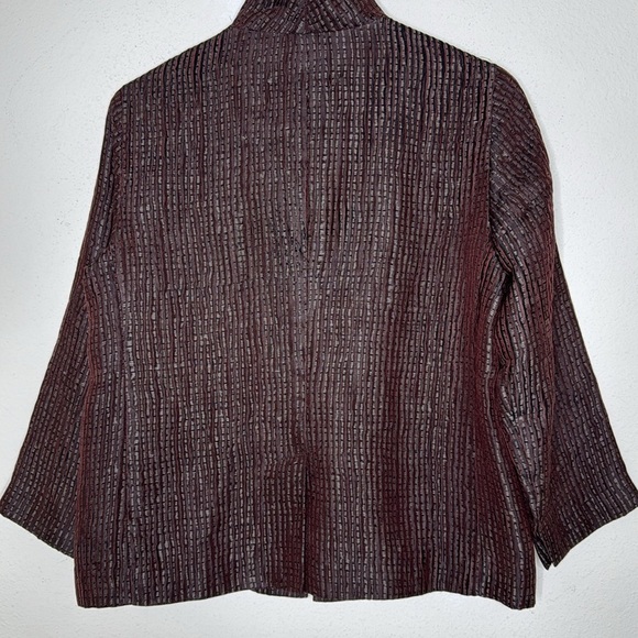 Eileen Fisher Silk Blend Blazer Wine Open Front 3/4 Sleeve Sz XS and pockets - Picture 2 of 5